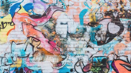 Obraz premium Colorful Abstract Graffiti Wall Art, Urban Street Art Design, Brick Wall Graffiti