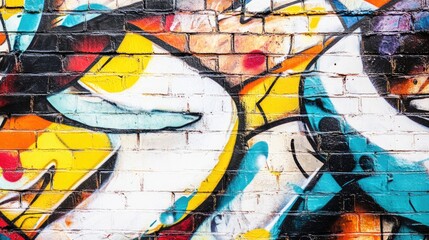 Colorful Brick Wall Graffiti Art, Abstract Vibrant Street Art, Urban Artistic Wall Art, Color Splash Mural