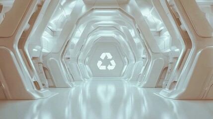 Futuristic Interior with Recycle Symbol Design