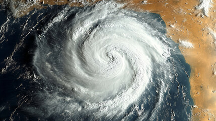 Close-up of the typhoon's eye in satellite view
