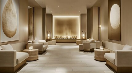 Elegant and Serene Hotel Lobby Interior Design