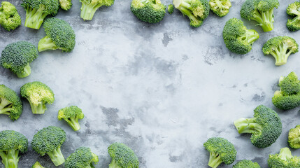 Close-up of broccoli on neutral background with copy space.

