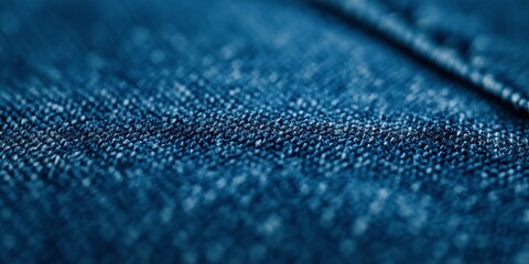 Highly detailed view of blue fabric texture emphasizing its woven pattern intricacies.