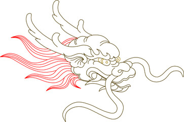 Sketch vector illustration silhouette design decorative ornament floral icon logo symbol dragon head classic vintage ethnic abstract modern