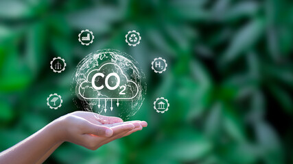 The carbon neutral concept reduces CO2 emissions, reducing global warming. Goal of net zero carbon...