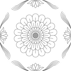 Sketch vector illustration silhouette design decorative ornament floral icon logo symbol classic vintage ethnic abstract modern