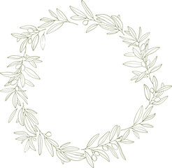 Watercolor Olive Wreath Clip Art – Hand-Painted Mediterranean Greenery