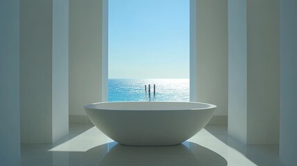 Serene Bathroom with Ocean View and Natural Light