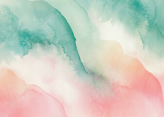Gentle watercolor gradient in pastel teal and light pink