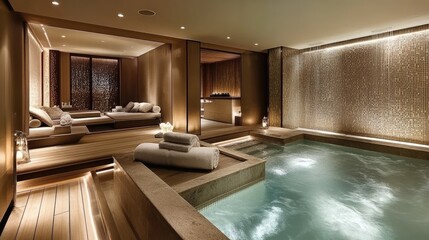 Tranquil Modern Spa Interior with Water Features