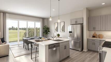 Modern Kitchen with Open Concept Design and Natural Light