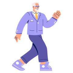 Older Businessman. Flat Vector Illustration