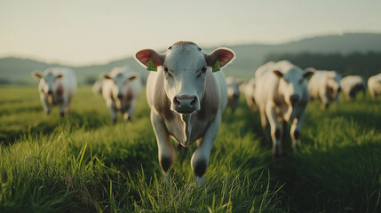 Obraz premium A seamless integration of smart technology in livestock farming, featuring robotic arms and real-time analytics