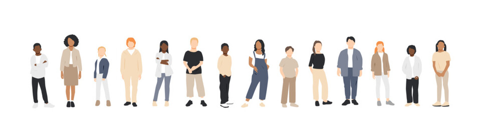 Obraz premium Children of different ethnicities stand side by side together. 