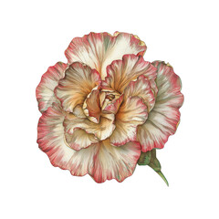 Vintage Flower Illustration with Red and Yellow Petals.