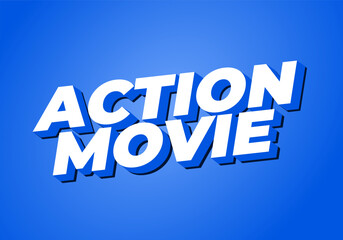 Action movie. Text effect in 3D look with modern colors