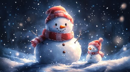 Cute snowman. Winter holiday theme.