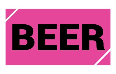 BEER text written on pink-black stamp sign.