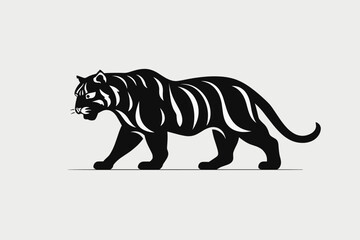 Walking Standing Tiger Silhouette for Logo Icon or Graphic Design Element. Vector Illustration