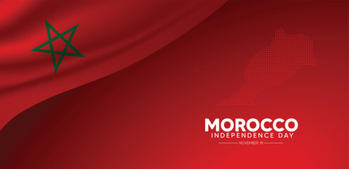 Morocco Independence Day 18 November waving flag vector poster