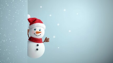 Fototapeta premium Cute snowman. Winter holiday theme.