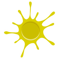 Realistic Paint Spot sun isolated white background. Modern Stain summer element with drip. Vector illustration can used summer ard. EPS 10