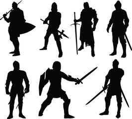 knight silhouettes set