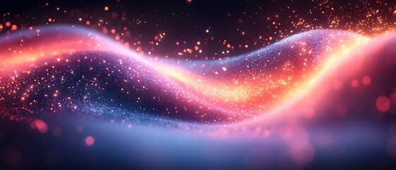 Obraz premium Abstract glowing wave with red and orange sparks.