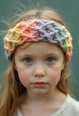 Young Girl with Knitted Headband.