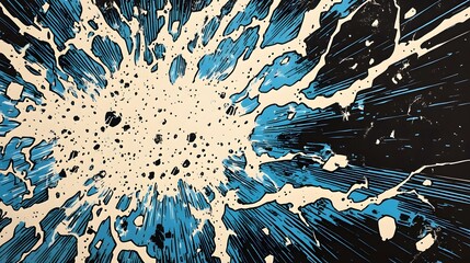 stream of blue lightning strikes, half vintage comic book pattern