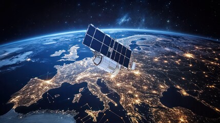Global internet connectivity via telecommunication satellite in low earth orbit above europe