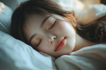 Young girl Sleep Relax and dreaming, Generative AI