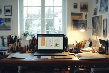 Creative Desk Setup for Digital Art and Design