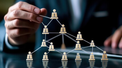 Organizational structure concept. Teamwork organization and business workflow process management for Information on hierarchical structure of departments in business.