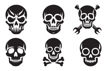 Variety of Human Skull Silhouettes for Art and Illustration