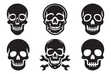 Minimalist Human Skull Silhouette Icons Collection