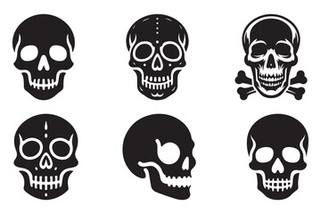 Collection of Human Skull Silhouette Vector Designs