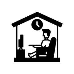 Stay At Home Glyph Icon, Vector illustration