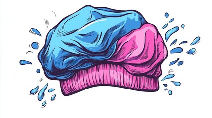 A shower cap clipart, bathroom accessory, watercolor style, pastel hues, isolated on white background