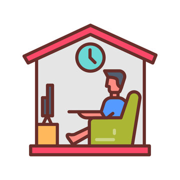 man watching tv at home clip art preview
