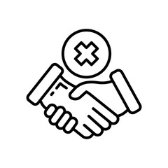 No Hand Shake Outline Icon, Vector illustration