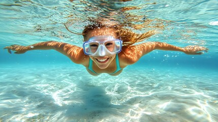Joyful Underwater Swimming Adventure in Tropical Getaway