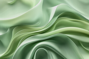 Fototapeta premium Abstract green background with wavy shapes and fluid lines. With organic shapes in light green.