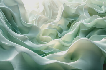 Obraz premium Abstract green background with wavy shapes and fluid lines. With organic shapes in light green.
