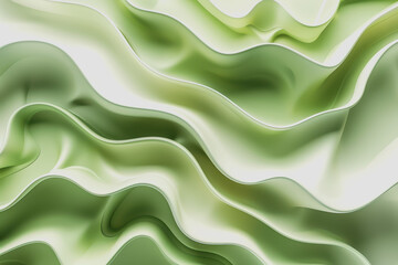 Obraz premium Abstract green background with wavy shapes and fluid lines. With organic shapes in light green.
