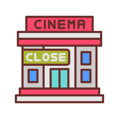 Cinema Closed Filled Icons , Vector illustration
