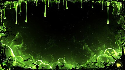 A dark green, spooky background with slime and Halloween elements, perfect for themed designs.