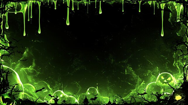 A dark green, spooky background with slime and Halloween elements, perfect for themed designs.