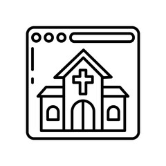 Online Church Services Outline Icon, Vector illustration