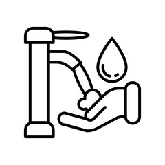 Wash Hand Outline Icon, Vector illustration